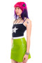 Vintage 90's Lime Green Leather Cut-Off Mini Skirt - XS