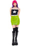Vintage 90's Lime Green Leather Cut-Off Mini Skirt - XS