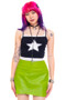Vintage 90's Lime Green Leather Cut-Off Mini Skirt - XS