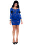 Vintage Y2K Electric Blue Stretch Open Knit Dress - S/M/L