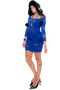 Vintage Y2K Electric Blue Stretch Open Knit Dress - S/M/L
