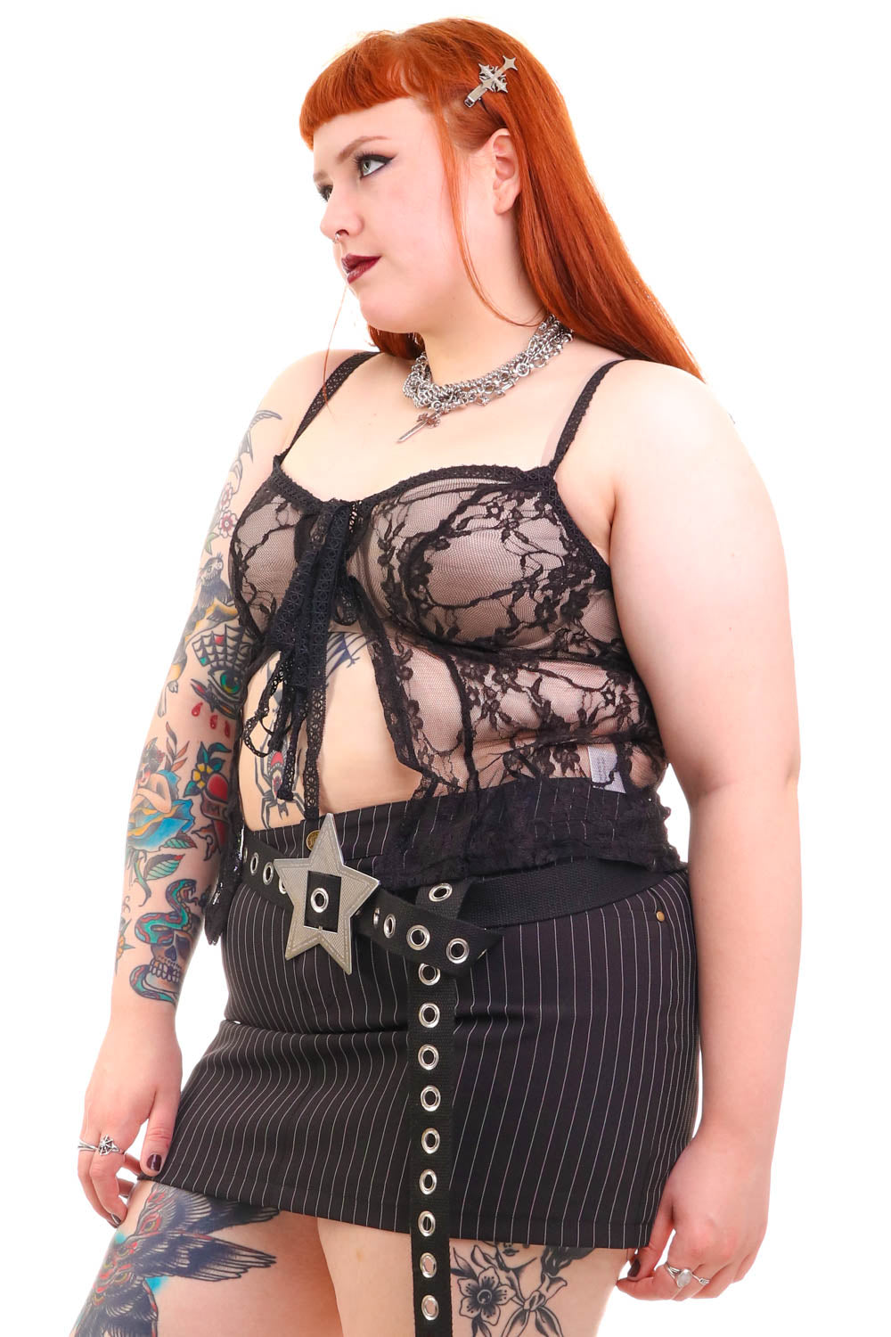 Black Lace Tabby Top