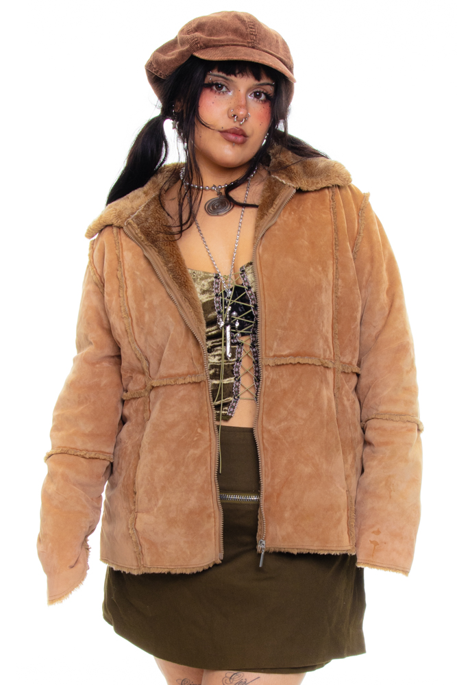 Vintage Y2K Gemini Faux Suede Jacket - XL