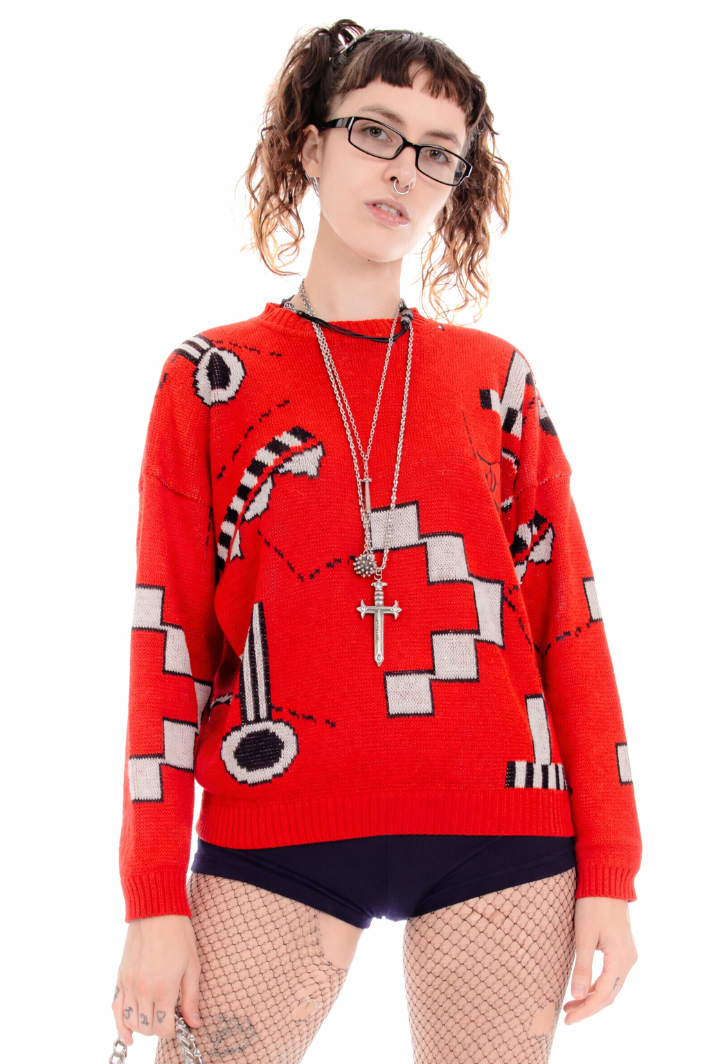 Vintage 80's Mall Food Court Sweater - One Size Fits Many