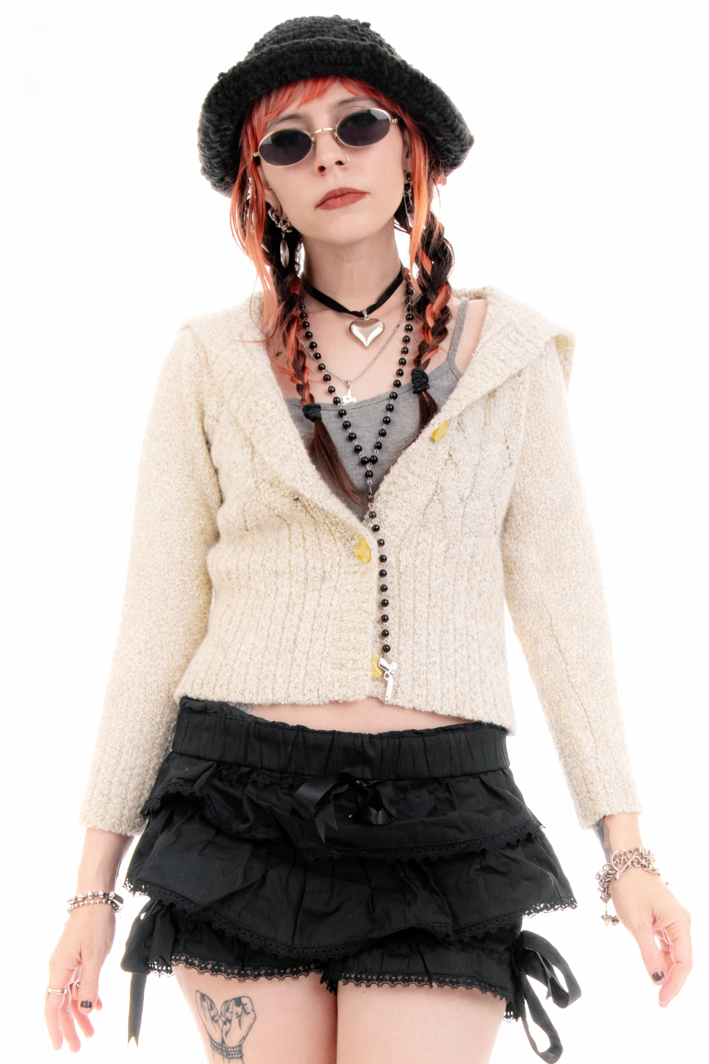 Vintage 80's Sailor Collar Knit Cardigan - XS/S