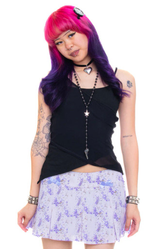 Priscilla Lavender Floral Low-Rise Mini Skirt - Tunnel Vision