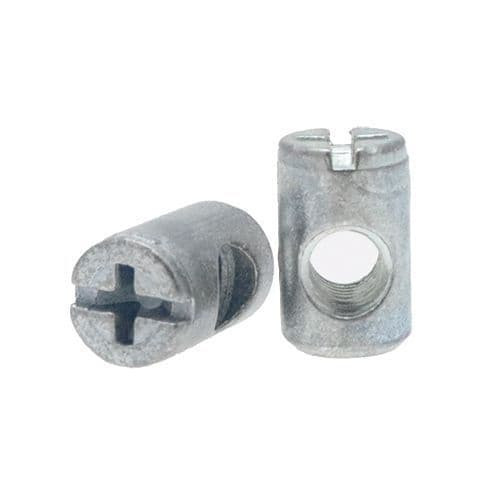 Zinc Cross Dowel Barrel Nut - M6 x 16.0 mm (Per 100)