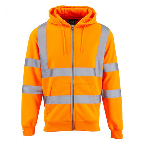SuperTouch Hi-Vis Hooded Fully Zipped Sweatshirt - Orange
