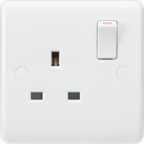 Knightsbridge Curved White 13A 1G DP Switched Socket