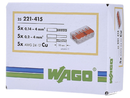 Wago Compact 5 Wire Connectors Upto 4mm (Box 25)