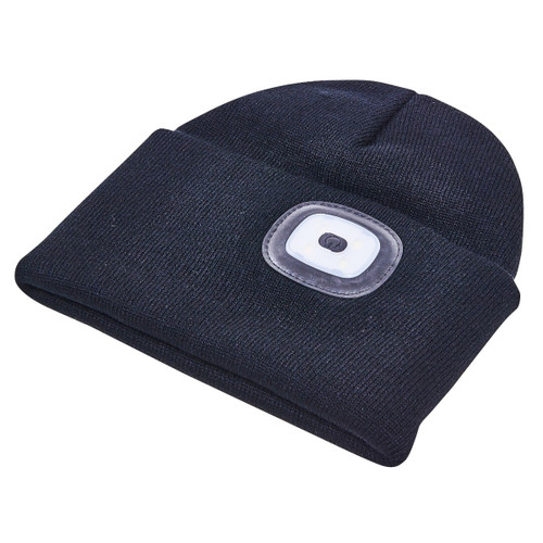 USB Rechargeable LED Beanie Black Hat