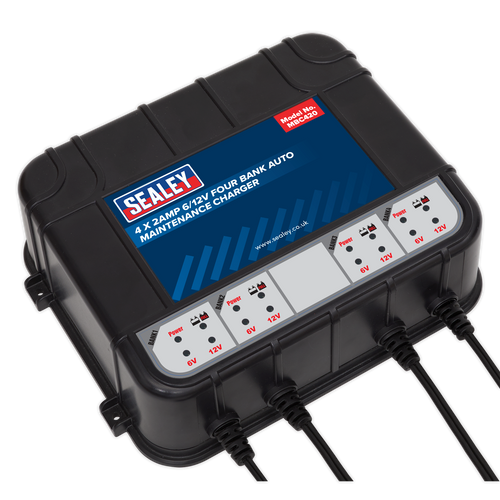 Sealey Four Bank 6/12V 8A (4 x 2A) Auto Maintenance Charger