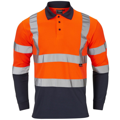 Supertouch 2 Tone Hi-Vis Oranage/Navy Long Sleeve Polo Shirt