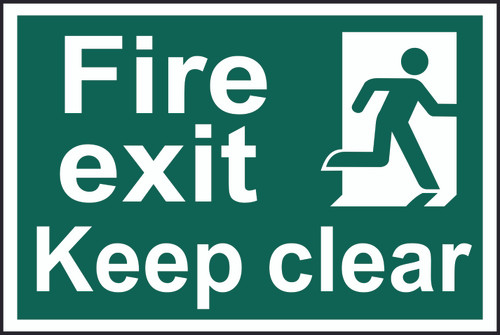 Fire Exit Keep Clear PVC Sign (300 x 200mm)