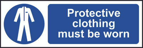 Protective Clothing Must Be Worn Sign (300 x 100mm)