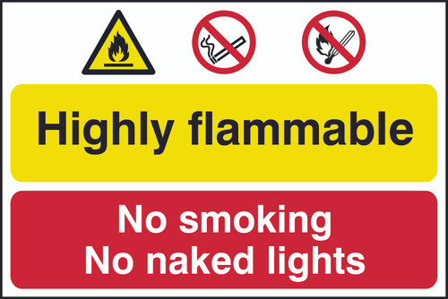 Highly Flammable, no Smoking  PVC Sign (600 x 400mm)