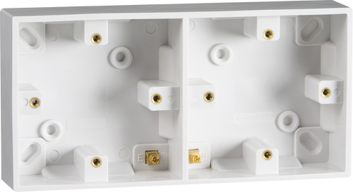 White 25mm Twin Pattress Electrical Back Box