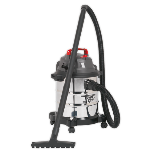 Sealey Vacuum Cleaner Wet & Dry 20ltr 1250W Stainless Drum