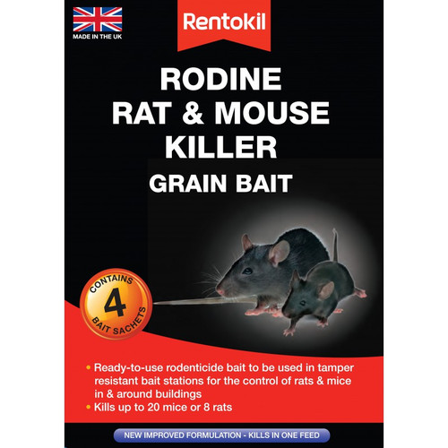 Rentokil Rodine Rat & Mouse Killer Grain Bait - 4 Sachet