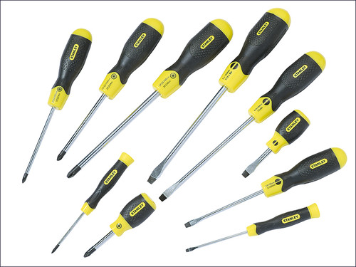 Stanley 10Pce Cushion Grip Screwdriver Set, SL/PZ