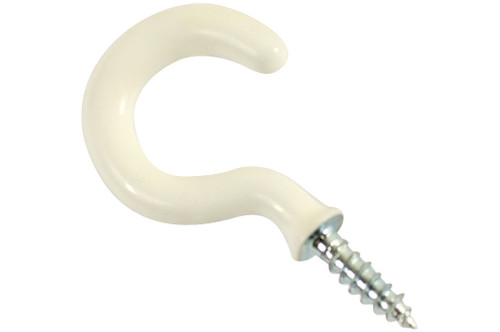 25mm Zinc Plated White Shoulder Screw In Hook (Per 6)