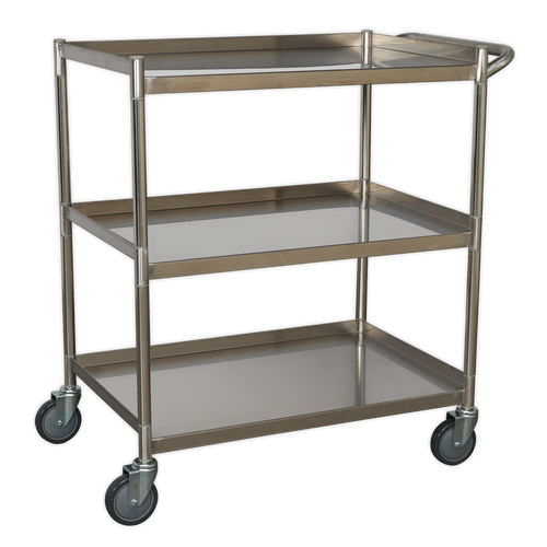 Sealey Workshop Trolley 3-Level Stainless Steel