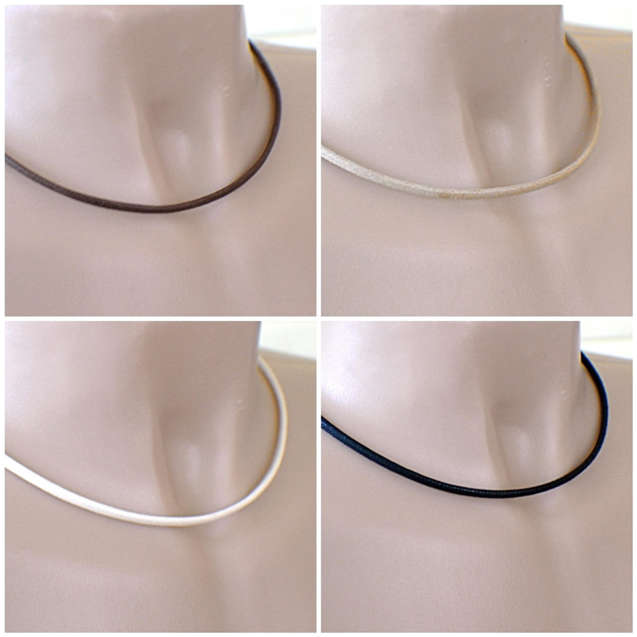 3mm Braided Black Leather Cord Chain & Sterling Silver Clasp Necklace