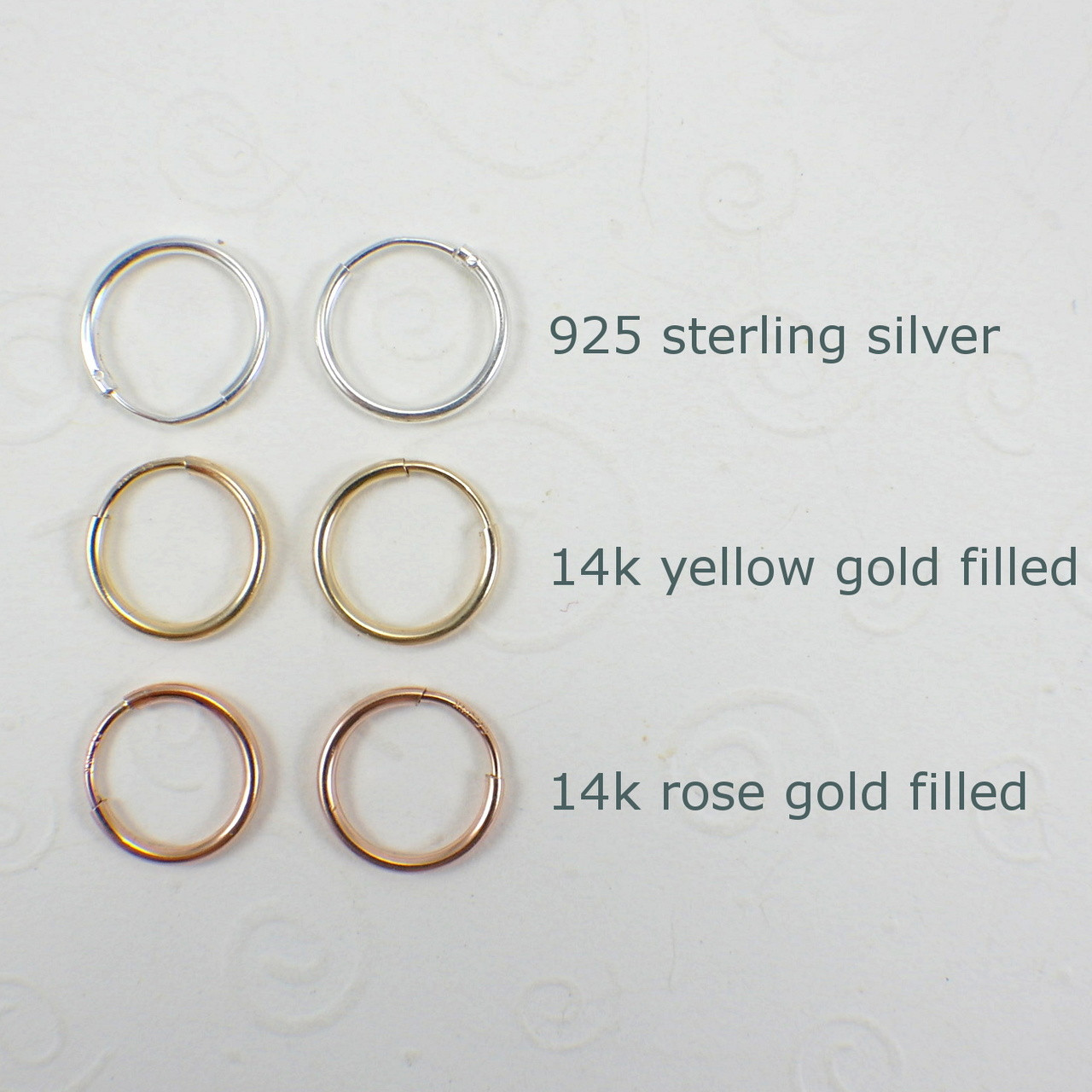 12mm small endless hoop earrings 14k yellow or rose gold filled or