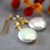 White coin pearl earrings gold filled