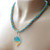 Sky blue gold silver glass leaf kumihimo braided necklace