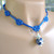 Bright blue satin Chinese knot necklace 17 inch set with earrings