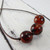 3 tiger gold buri palm nut brown bead necklace chocolate brown satin cord 16 inch