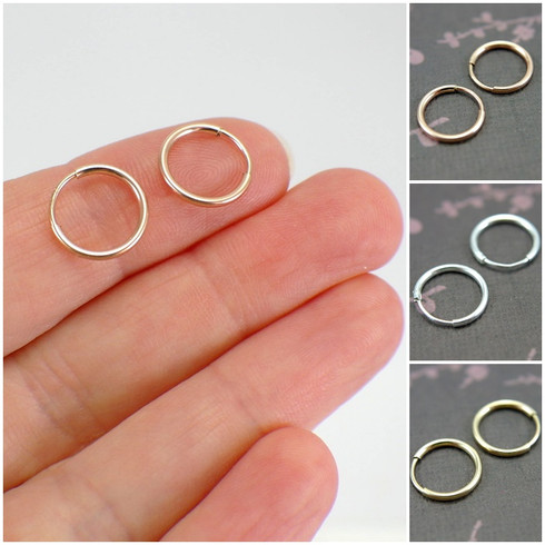 3-Pack Technibond Endless Hoop Earrings – 14K Yellow Gold Plated Over Sterling Silver, Shiny Round Style