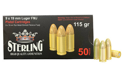 STERLING 9MM 115GR FMJ BRASS 50/1500
