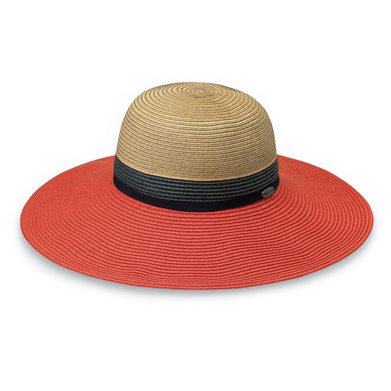 Womens wallaroo st tropez upf50+ wide brim sun hat orange combo
