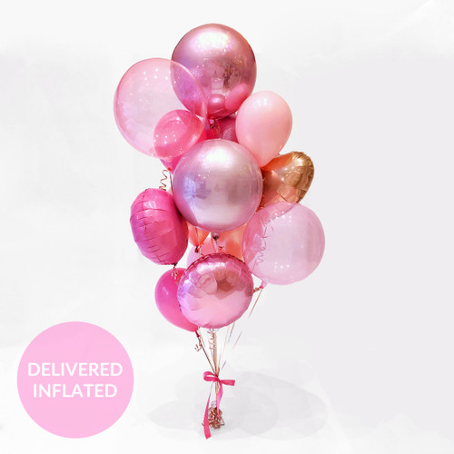 Deluxe pink birthday balloons bouquet delivered to your door inflated with helium