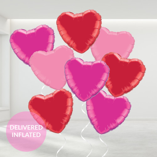 Valentine's pink and red love heart balloons delivered to you for a proposal or romantic surprise