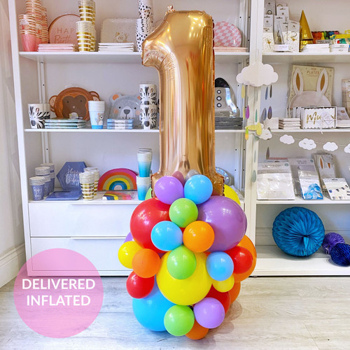 Rainbow Birthday Balloon Number Stack