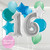 Blue, green and silver birthday number morning surprise balloons delivered to your door inflated with helium