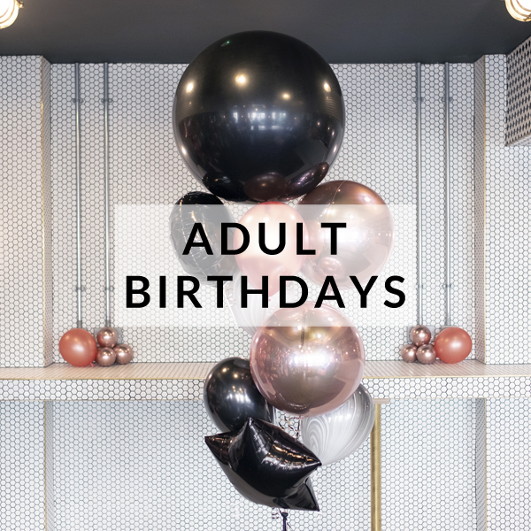 Adult birthday party helium balloons delivered inflated