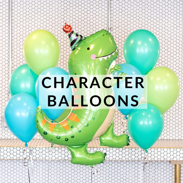 Character helium foil balloons delivered for your birthday party inflated and ready to decorate