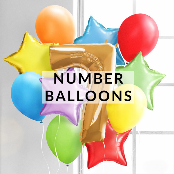 Giant helium number balloons delivered for milestone birthday parties