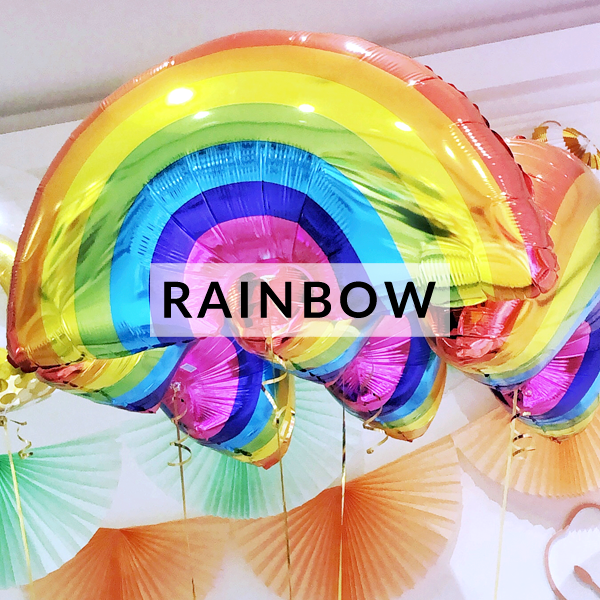 Rainbow helium balloons for birthday parties delivered inflated