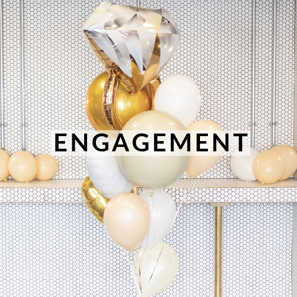 Stylish engagement balloons delivered to the couple inflated making the perfect gift!