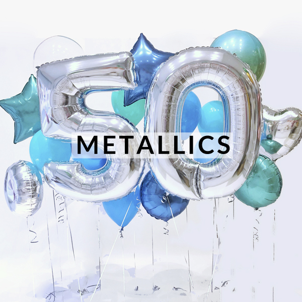 Metallic gold, silver and rose gold birthday party balloons