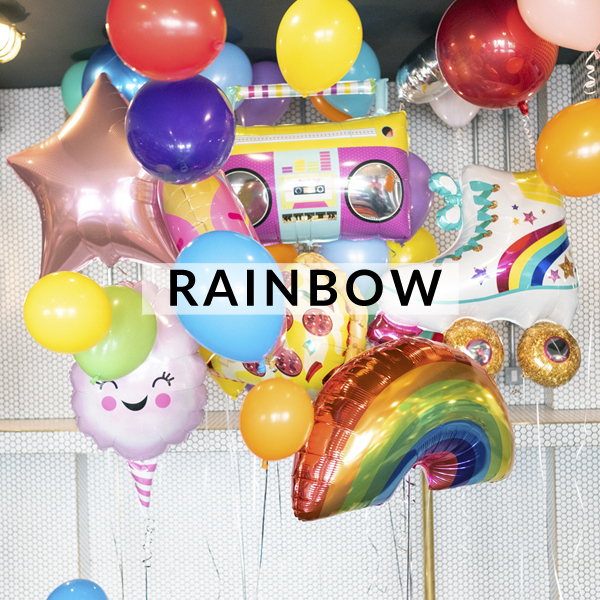Rainbow birthday party helium balloons delivered inflated with helium for birthdays, gifts and celebrations