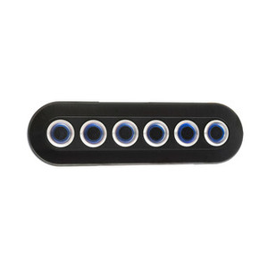 Panel Black Stainless Steel 6 Gang Blue LED 15amp Vert