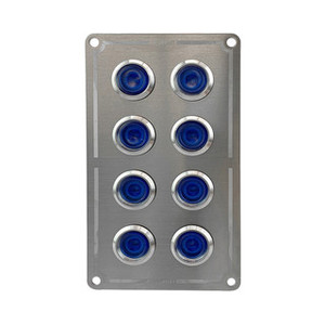 Panel Stainless Steel 8 Gang (4X2) Blue LED 15amp