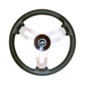 Steering Wheel Stainless Steel 13.5 3 Spoke Deluxe PU
