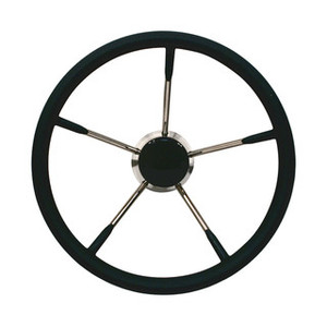 Steering Wheel 350mm Stainless Steel & Poly Grip (Black)